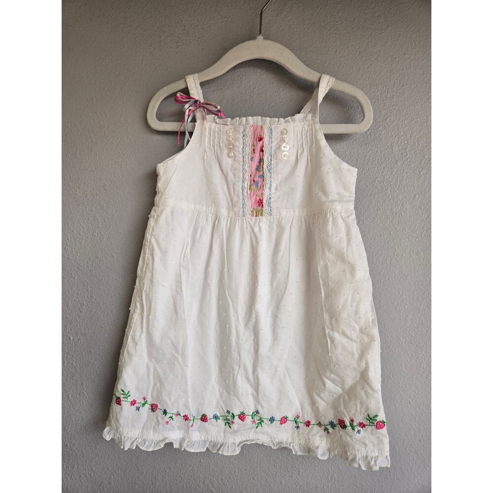 Flapdoodles White Swiss Dot‎ Embroidered Strawberry Sundress 24M